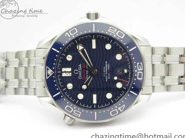0419 ZeroBulk 2018 Seamaster Diver 300M OMF Best Edition Blue Ceramic Blue Dial on SS Bracelet A8800 (Black Balance Wheel) 7957